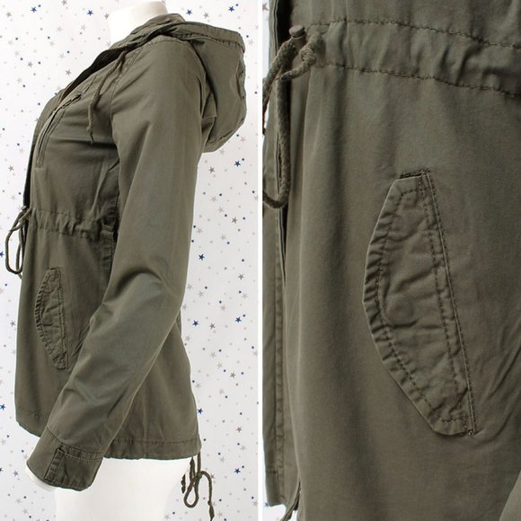Hooded Utility Safari Military Anorak Jacket Olive - Picture 5 of 8